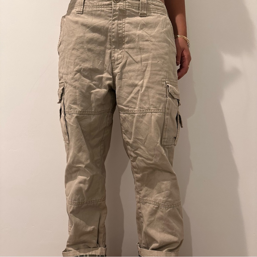 Baggy Cargo Pants with plaid cuff